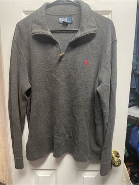 Ralph Lauren Gray Polo Label Shirt with Red Accent